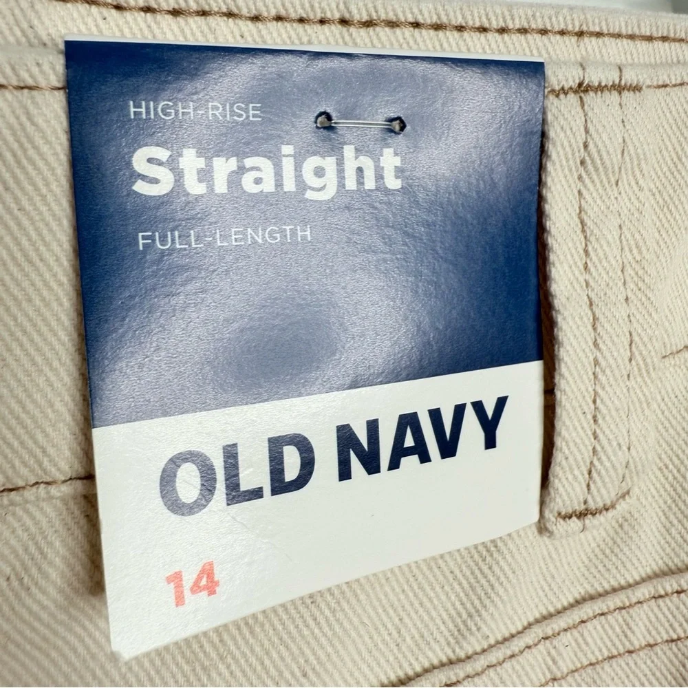 NWT Old Navy Utility Straight High‎ Rise Beige Size 14 Minimalist Neutral Modern - Picture 9 of 10